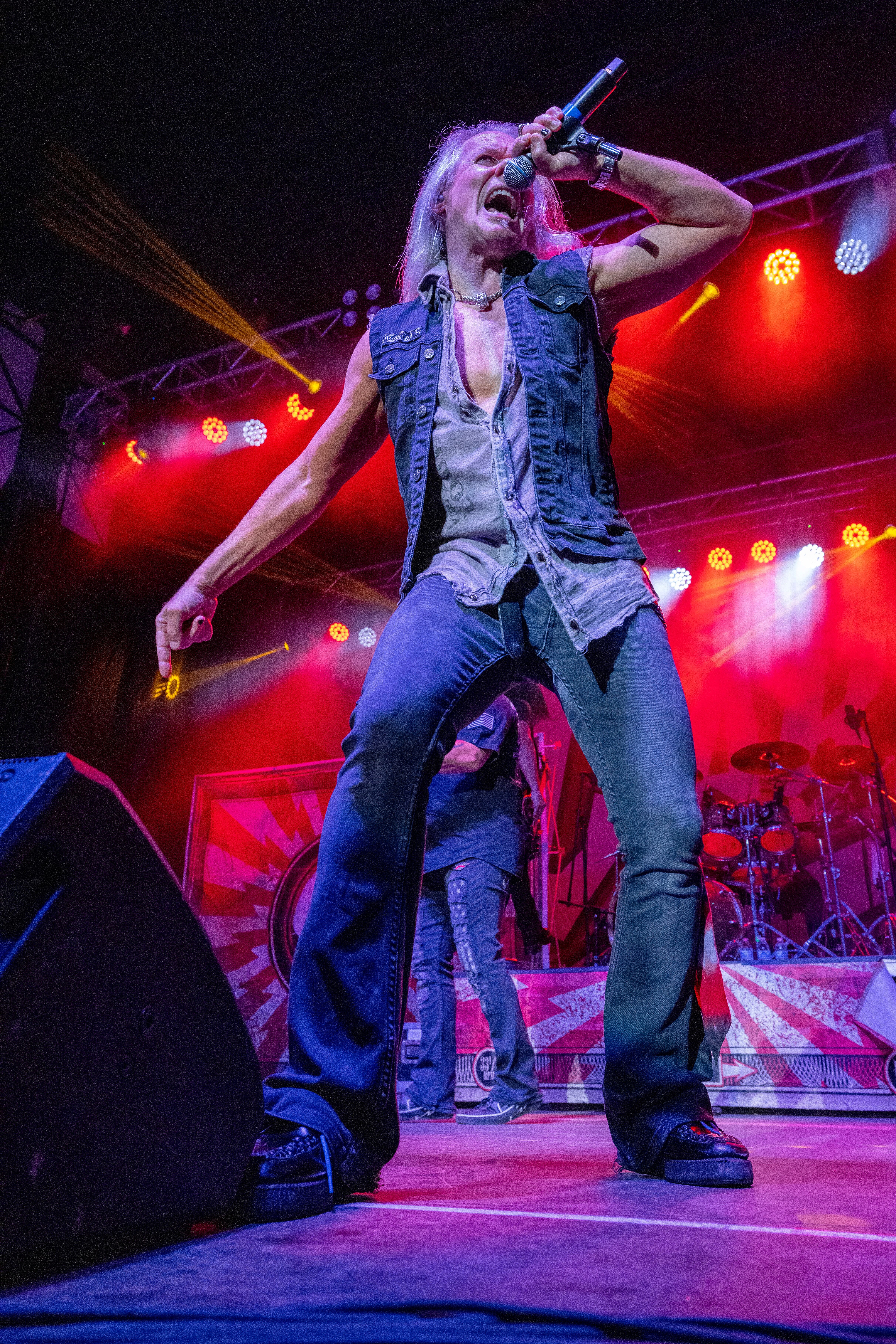 Frontman vocalist Robert Mason of Warrant performs Saturday, Aug. 5, 2023, on the Streator Fest stage at Northpoint Plaza.