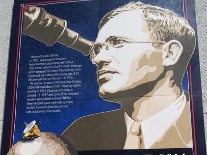 The Clyde Tombaugh and Pluto mural at K's Secret Garden and Finefield Pottery, 215 E. Main St. Projects leader was Jeff Lang. Tombaugh, born in Streator in 1906, discovered Pluto.